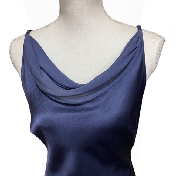 Vintage Y2K 100% Silk Blue Slip Dress Cowl Neck Silk Dress Backless Dress Prom - Picture 4 of 15